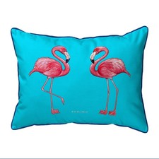 Betsy Drake Flamingo Tiled Extra Large Corded Indoor Outdoor Pillow 20x24