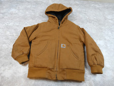 Carhartt Hoodie Coat Boys 4 5 Duck Brown Insulated Canvas Cowboy Western