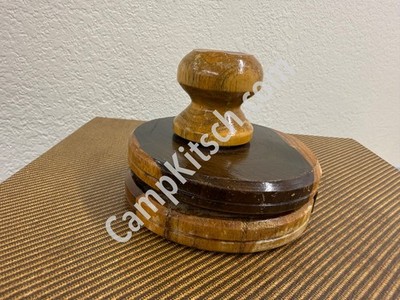 Vintage Texas Mesquite Wood Tortilla Burger Press Handmade Rustic Folk Art 4.5''