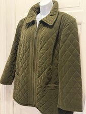 NWT Avenue OLIVE GREEN Quilted Velvet Velveteen Jacket Coat Size 22/24 2X 3X New