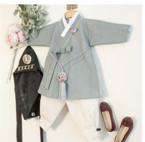 RUA Hanbok Korean Traditional Clothing Baby Toddler Boy MINT - Picture 1 of 7