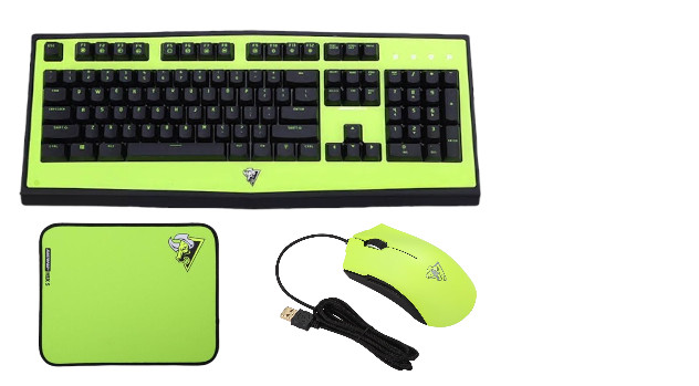 NEW Rantopad Mechanical PC Gaming Keyboard / Mouse / Mousepad Bundle Neon Green