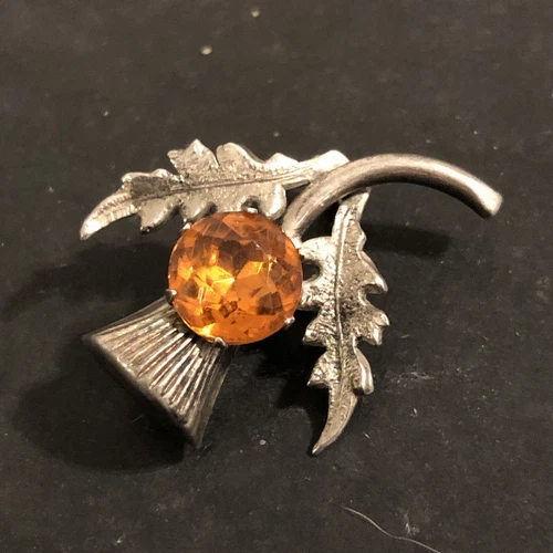 STERLING SILVER .925 lot Brooch O13 Horn Leaf Vintage Nurse Fashion Modest Mom