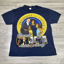 VINTAGE President Barack Obama First Family T-shirt Men's Large Rap Tee Graphic