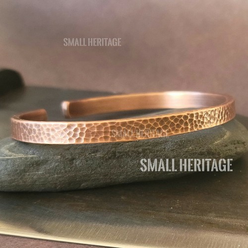 Bracciale Rame Martellato Fatto a Mano Polsino Stile Antico Per Uomo Donna Bracciale - Foto 7 di 8