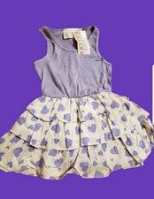 NOS VTG VINTAGE GIRLS JET SET PURPLE HEARTS DRESS 12