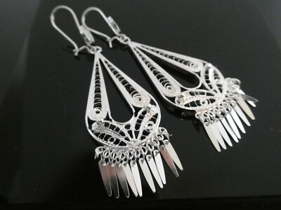 FILIGRANE Sterling 925 Frida Stil Ohrhänger Taxco Mexiko NEU Ohrringe 3''
