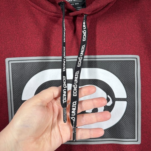Vintage Ecko Unltd Hoodie Mens L Red Sweatshirt Y2K Hip Hop Rhino Logo Skater - Picture 4 of 16