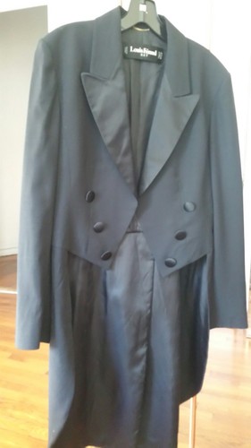 LOUIS FERAUD TUXIDO SET LONG TAIL VINTAGE Jacket BLACK 100% wool Size 8