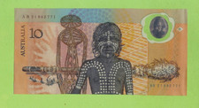 #D363 FIRST  ISSUE   1988 POLYMER $10 NOTE  AB 21942771, UNCIRCULATED BUT DAMAGE