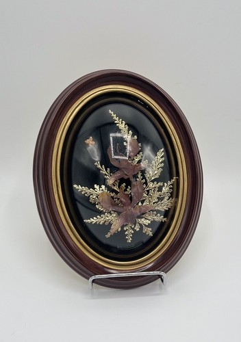 Vintage Fern & Orchid 24k Gold Plated Floral Hawaii Plaque Wall Decor MCM  8"