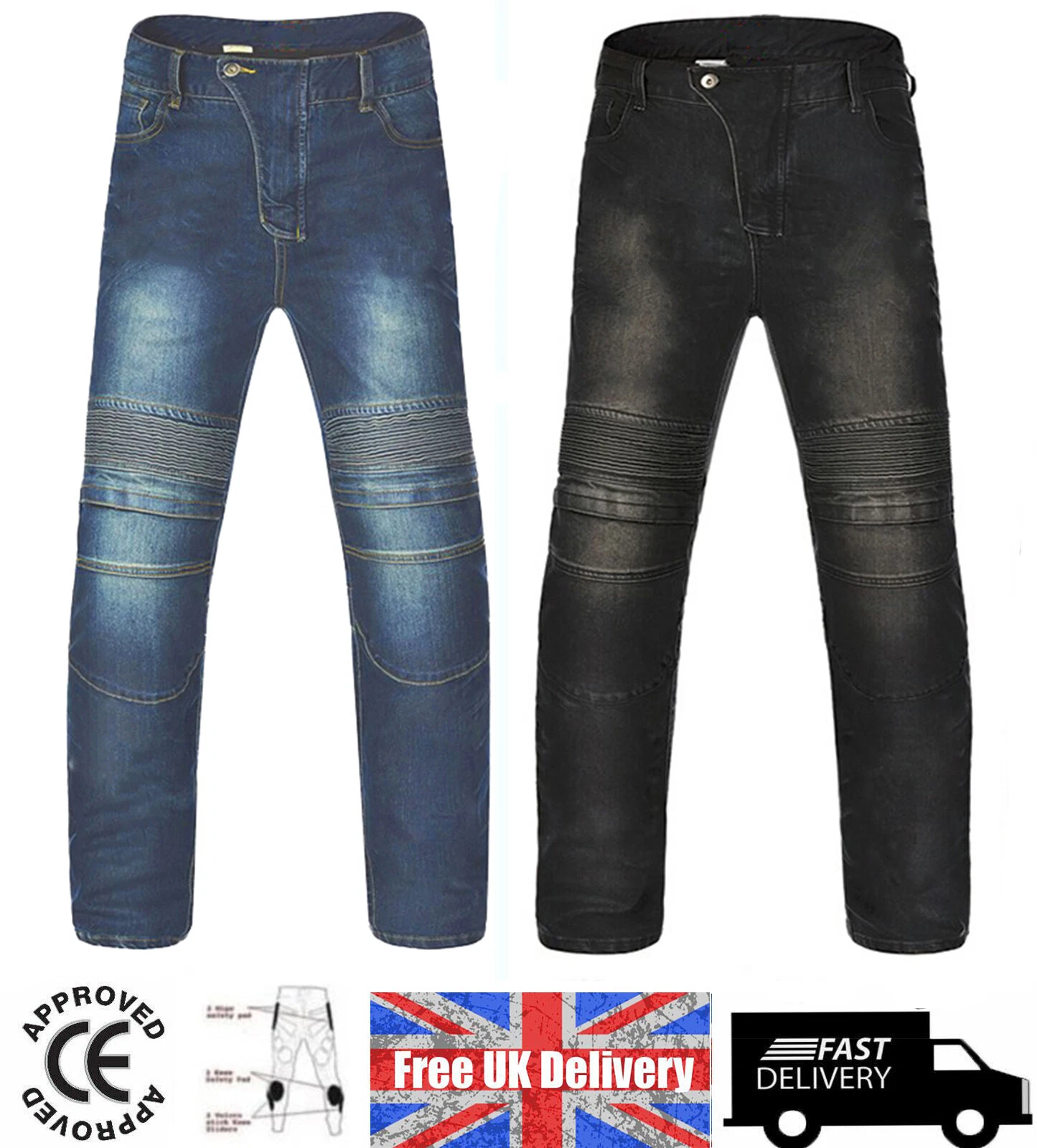 Motorcycle Jeans Motorbike Trousers Pant Made With Kevlar Biker Free CE Armours