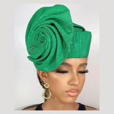 Luxury Aso-Oke for Rich African Anty Headtie Auto Gele, Head wear turban. NEW