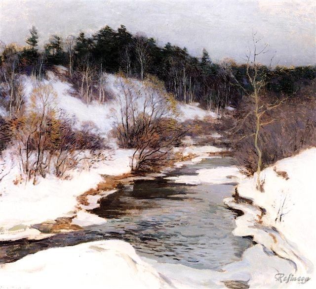 Pintura Willard Leroy Metcalf The Frozen Pool repro