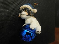 CHRISTMAS DOG WITH BLUE BELL ORNAMENT  e859DXX