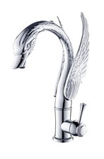 Chrome Single hole Kitchen sink Swan Tall faucet Deck mount Crystal handle tap