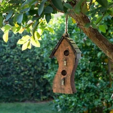 Bird house, Swirly Wooden Blue Bird Wild Bird House, Bird Safe House