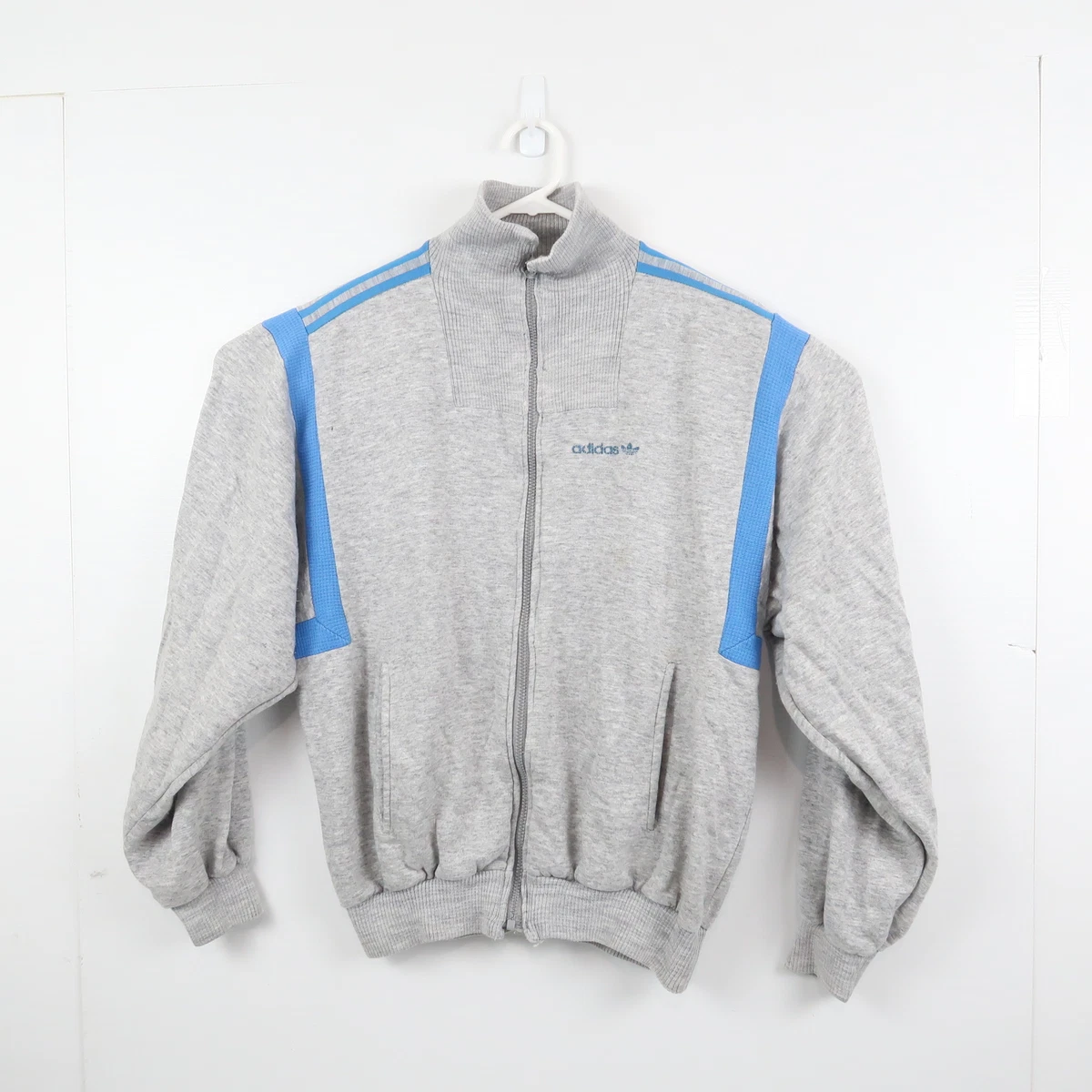 VINTAGE 70s Adidas Ventex Tracksuit Jacket Size M Grey Track Top Made In France