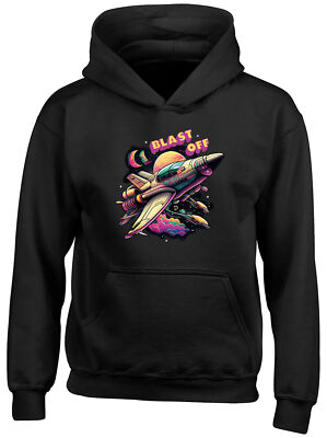 Space Rocket Kinder Hoodie Blast Off Universe Galaxy Jungen Mädchen Geschenk Top
