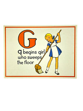 Cavallini Letter G Framable Nursery Art 1930s Repro Alphabet Flash Card