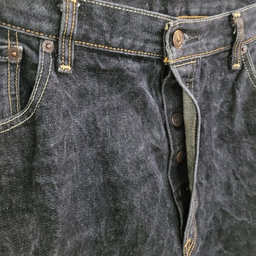 Levis 501 Button Fly Black Charcoal Acid Wash Jeans Mens 38x32 - 第 4/12 張圖片