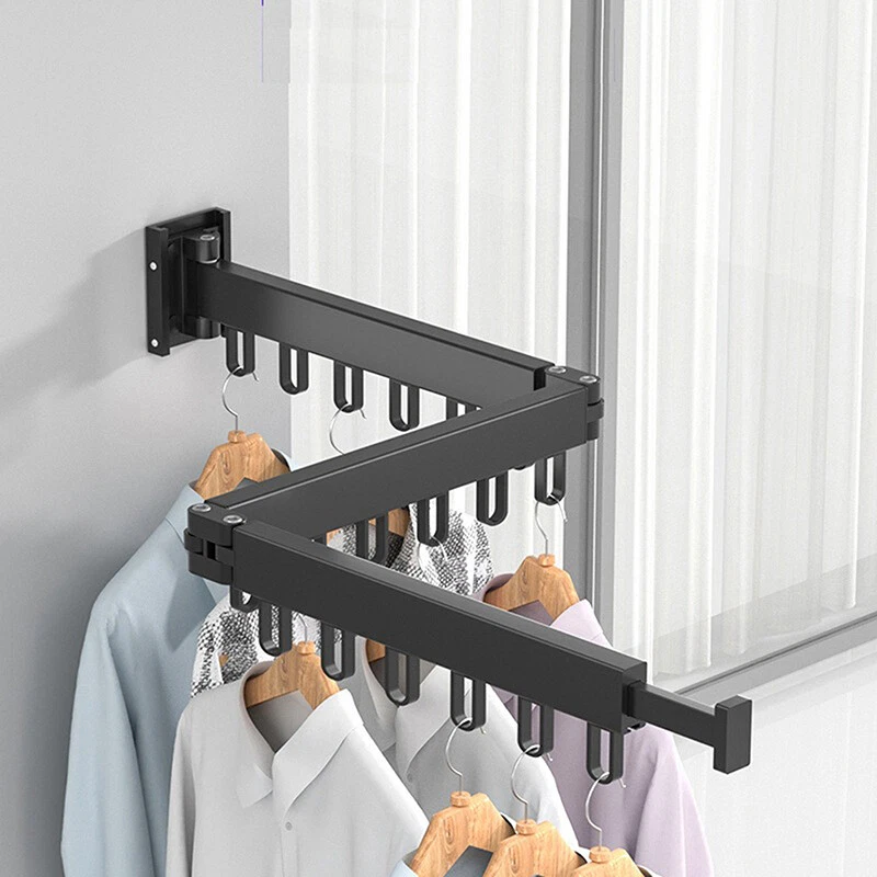 Retractable Clothes Hanger Drying Rack Wall Mounted Laundry Indoor