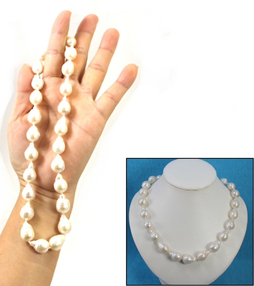Baroque Pearl Necklace with CZ Magnet Clasp – 17