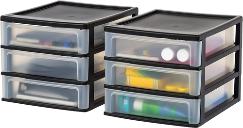 USA Plastic Stacking Desk Top 3-Drawer Storage Organizer, 2-Pack, for Makeup Van - 第 8/12 張圖片