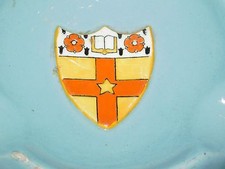 CARLTON WARE BLUE ASHTRAY "LEYS SCHOOL CAMBRIDGE" CREST, COLE & SON MANCHESTER