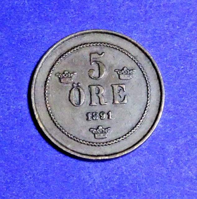 SWEDEN 1891 (FIVE) 5 ORE 