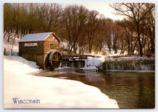 Vtg Postcard Hyde's Mill Stone Build Dam 1850 Wisconsin Winter View Iowa County
