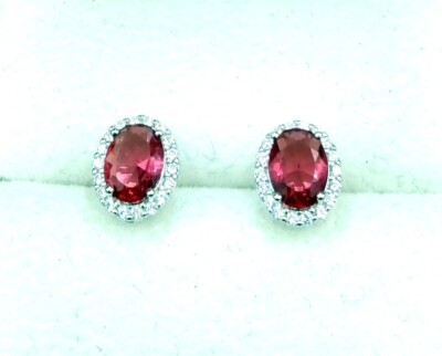 OHRRINGE AUS 18 KT GOLD, TIT. 750 MIT RUBINEN UND BRILLANTEN