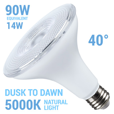 Satco DUSK TO DAWN Photocell LED 120V 14W =90W PAR38 Medium E26 5000K Natural