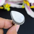 Natural White Rainbow Moonstone Gemstone Vintge Jewelry 925 Sterling Silver Ring