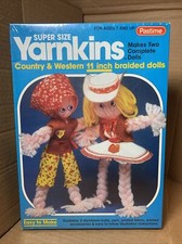 1980 Pastime Super Size YARNKINS 2 dolls Country  Western 11" Braided SEALED