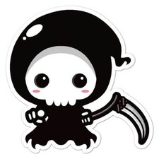 Cartoon Grim Reaper, Vinyl Decal Sticker, Indoor Outdoor, 3 Sizes, 8040