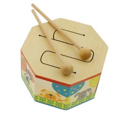 Wooden Instrument Drum Musical Educational Toy Play Center for Toddler