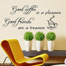 KITCHEN WALL STICKERS good coffee QUOTES WALL DECAL N72