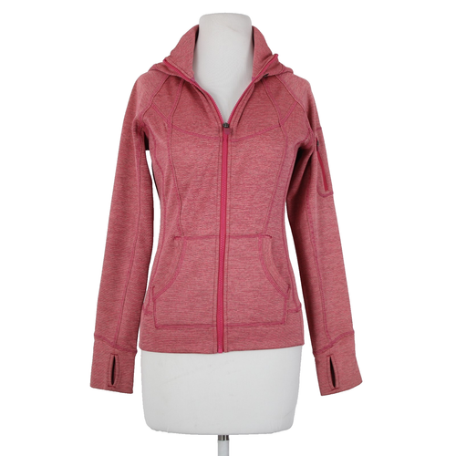 Athleta Sz XS Pink Peach Striped Hooded Full Zip Polyester Nylon Aw Jacket - 第 1/18 張圖片