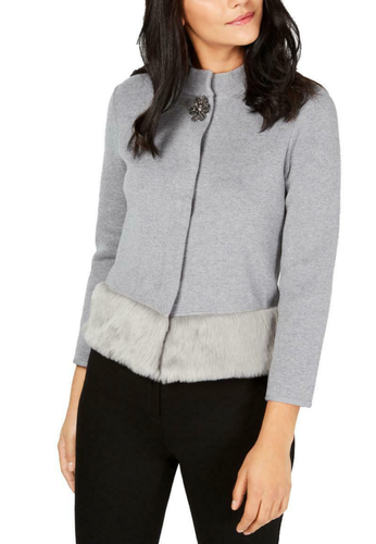 Long Sleeve Sweater Jacket Broach 