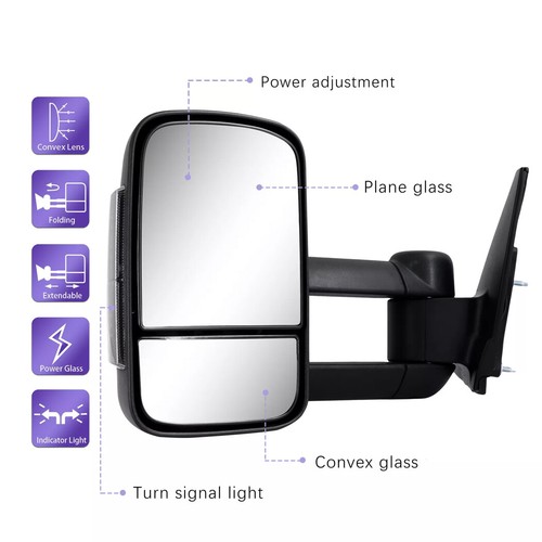 For Mitsubishi Pajero 2001-2022 Power Extendable Towing Mirrors w/ Indicator - Picture 4 of 12