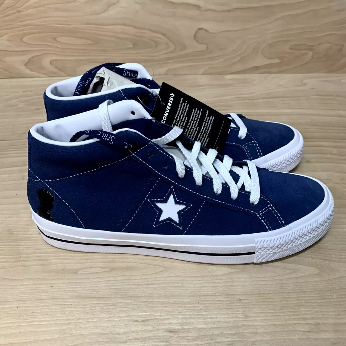 Converse One Star Pro Mid Size 7 Womens 5.5 Mens Navy White Shoes