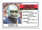 1983 Topps Football #42 Tony Dorsett Dallas Cowboys Team Card