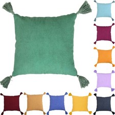 Solid Cushion Cover Cotton Pillowcase Home Sofa Bed Decor Pillows with Tassels