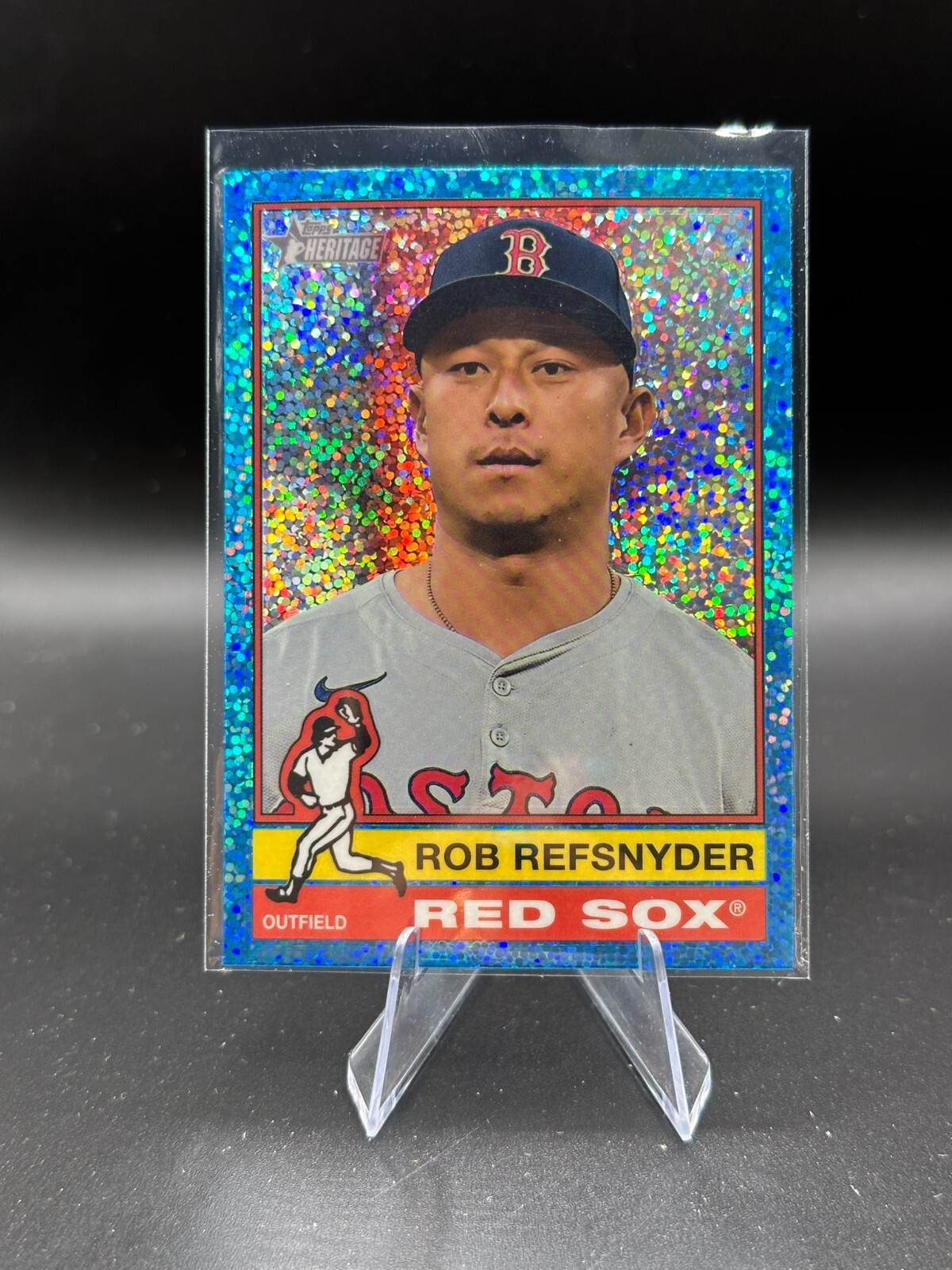 2025 Topps Heritage Chrome Light Blue Sparkle #213 Rob Refsnyder, Boston Red Sox