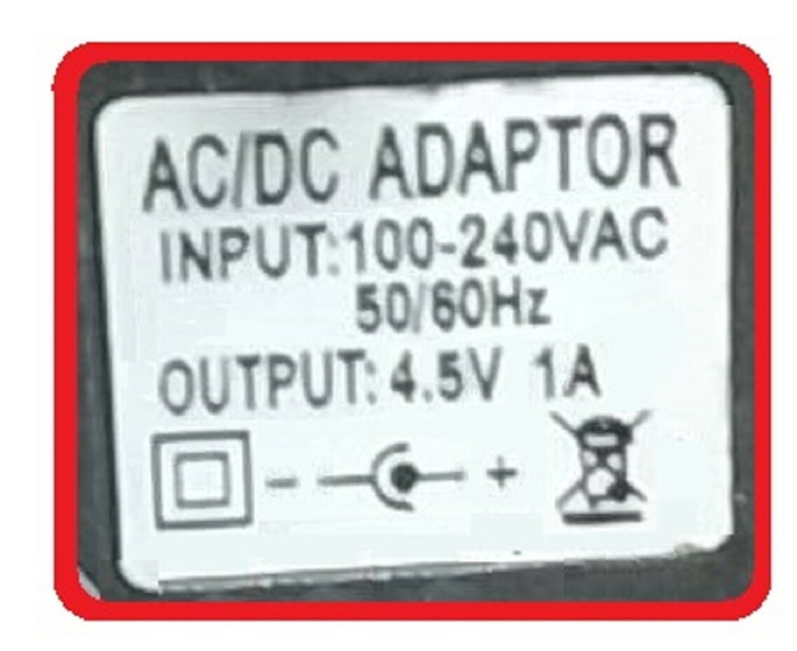 4.5V 1A AC/DC Adapter Wall Wart Switching Power Supply 5.5x2.1mm DC