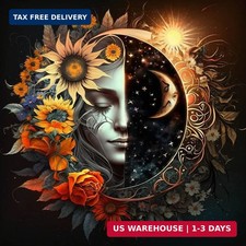 Sun and Moon Diamond Art Kits for Adults, Round Full Drill Diamond Painting Kits