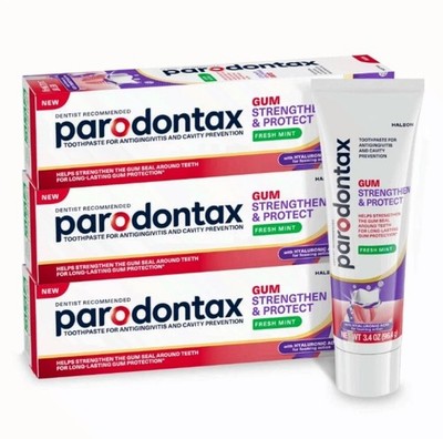 3 Tubes Parodontax Gum Strengthen and Protect Fresh Mint Toothpaste, 3.4 oz