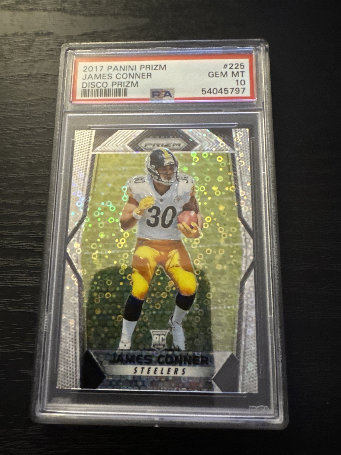 2017 Panini Prizm Rookies James Conner #225 Disco Prizm (RC) PSA 10 Gem Mint