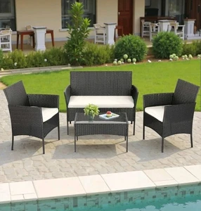 Patio Furniture Set 3 Pieces, Outdoor Wicker Furniture with Coffee Table 2025